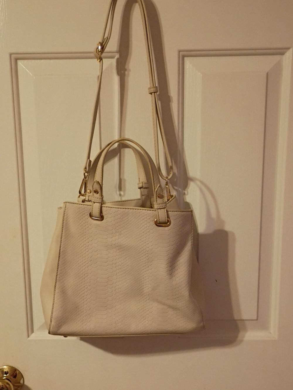 Kaari Blue Women’s Cream Tote Bag with Removable Shoulder Strap